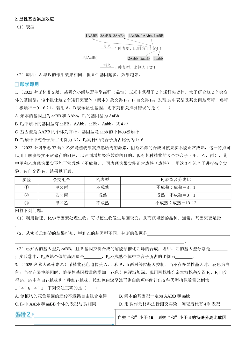 2026年三维设计一轮高中总复习生物学生用-加强提升课4  自由组合定律中的特殊比例.docx_第2页