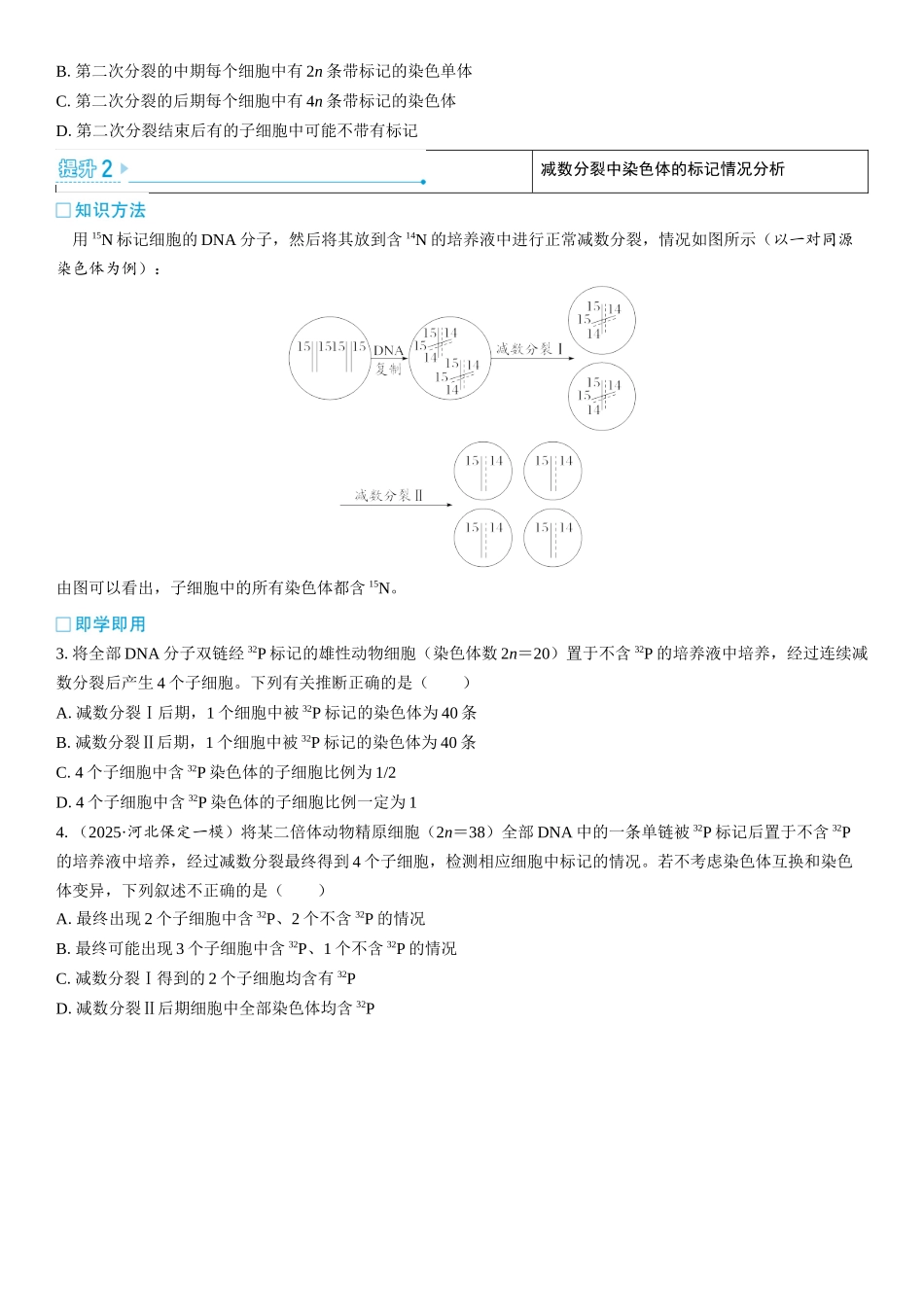 2026年三维设计一轮高中总复习生物学生用-加强提升课5  DNA复制与细胞分裂中染色体标记问题.docx_第2页