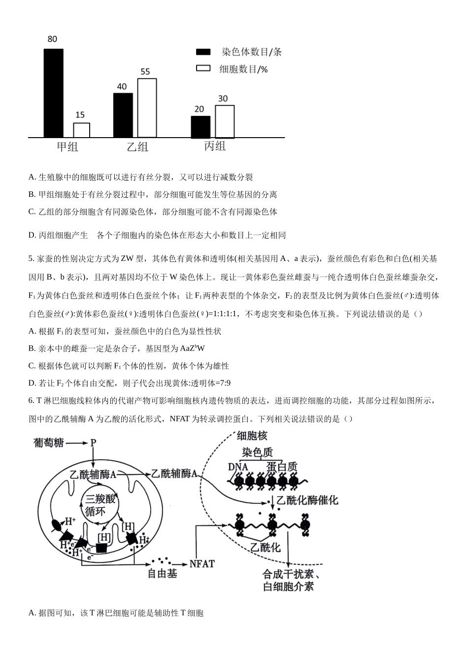 山东齐鲁联考2023-2024学年高三下学期开学质量检测生物试题（原卷版）.docx_第2页