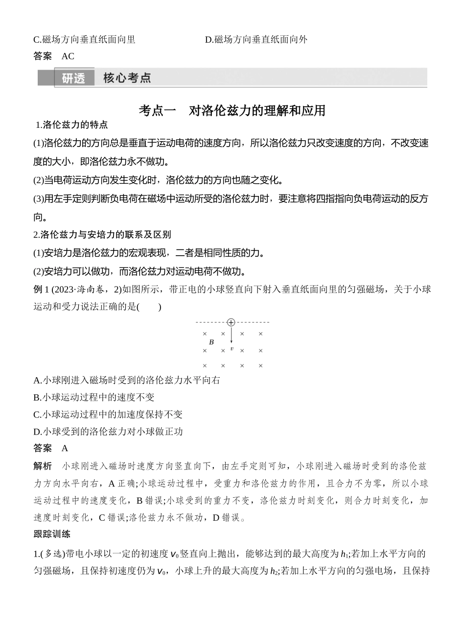 2026版创新设计高考一轮复习物理第2讲　磁场对运动电荷的作用.docx_第2页
