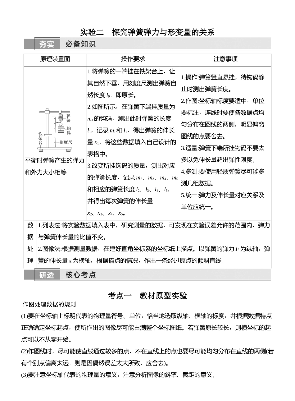 2026版创新设计高考一轮复习物理实验二　探究弹簧弹力与形变量的关系.docx_第1页