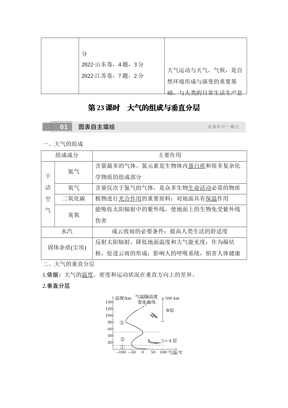2026版创新设计高考总复习地理中图版教师用-第23课时　大气的组成与垂直分层.docx_第3页