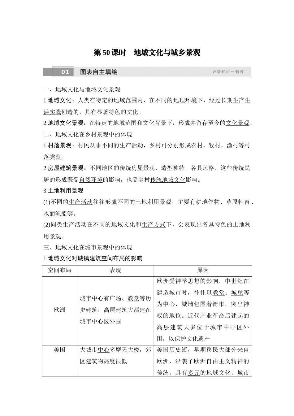 2026版创新设计高考总复习地理中图版教师用-第50课时　地域文化与城乡景观.docx_第1页