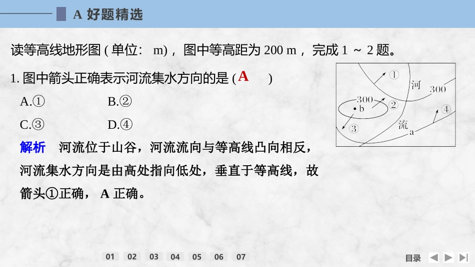 2026版创新设计高考总复习地理中图版强化练课件-强化练3　等高线地形图的应用.pptx_第2页