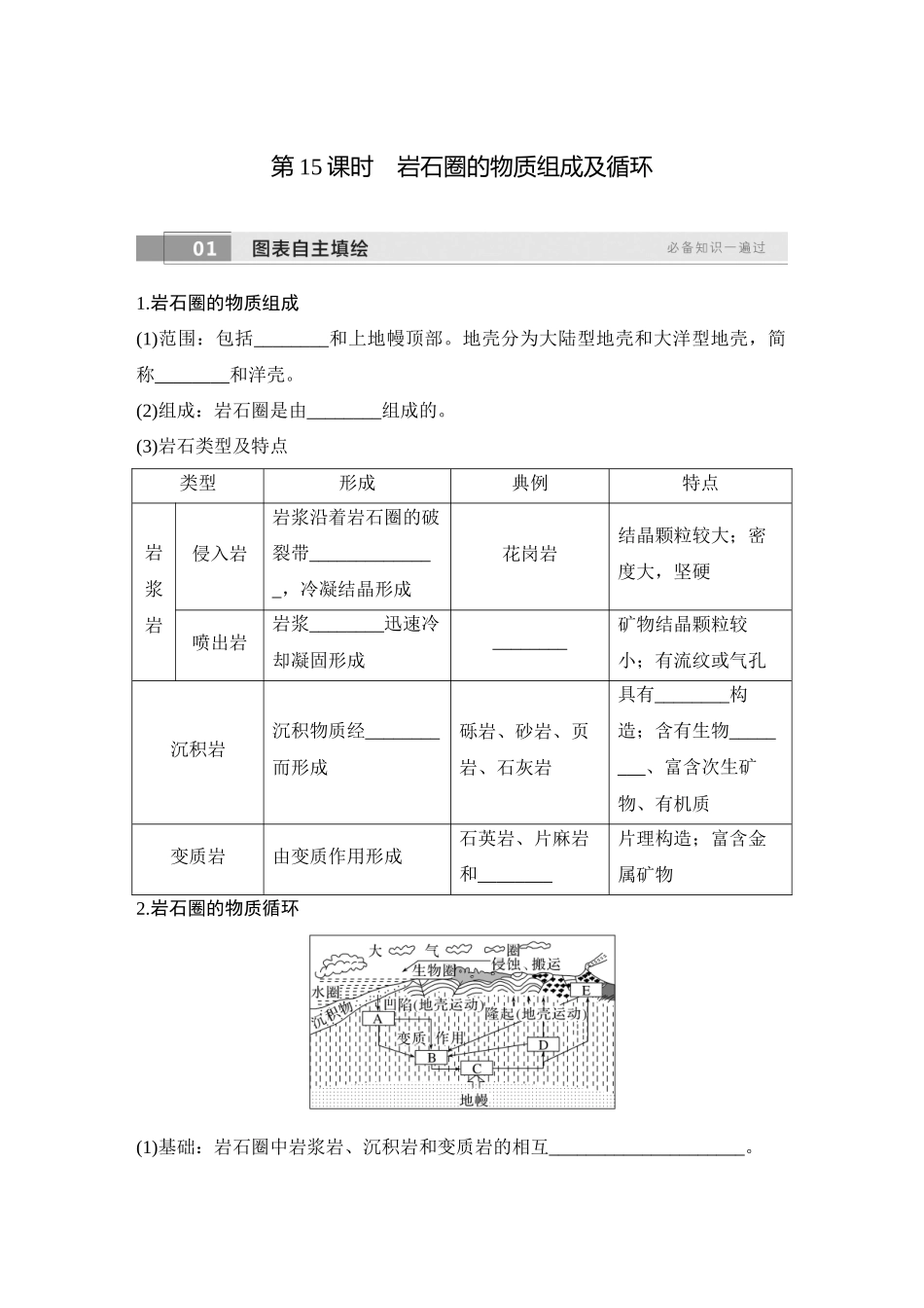 2026版创新设计高考总复习地理中图版学生用-第15课时　岩石圈的物质组成及循环.docx_第1页