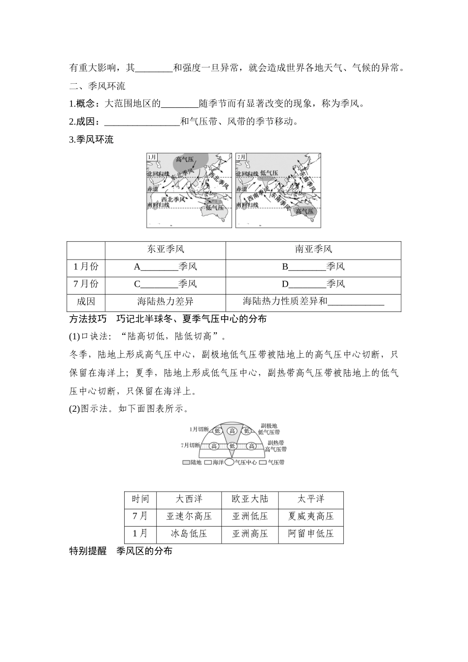 2026版创新设计高考总复习地理中图版学生用-第30课时　海陆分布对大气环流的影响和季风环流.docx_第2页
