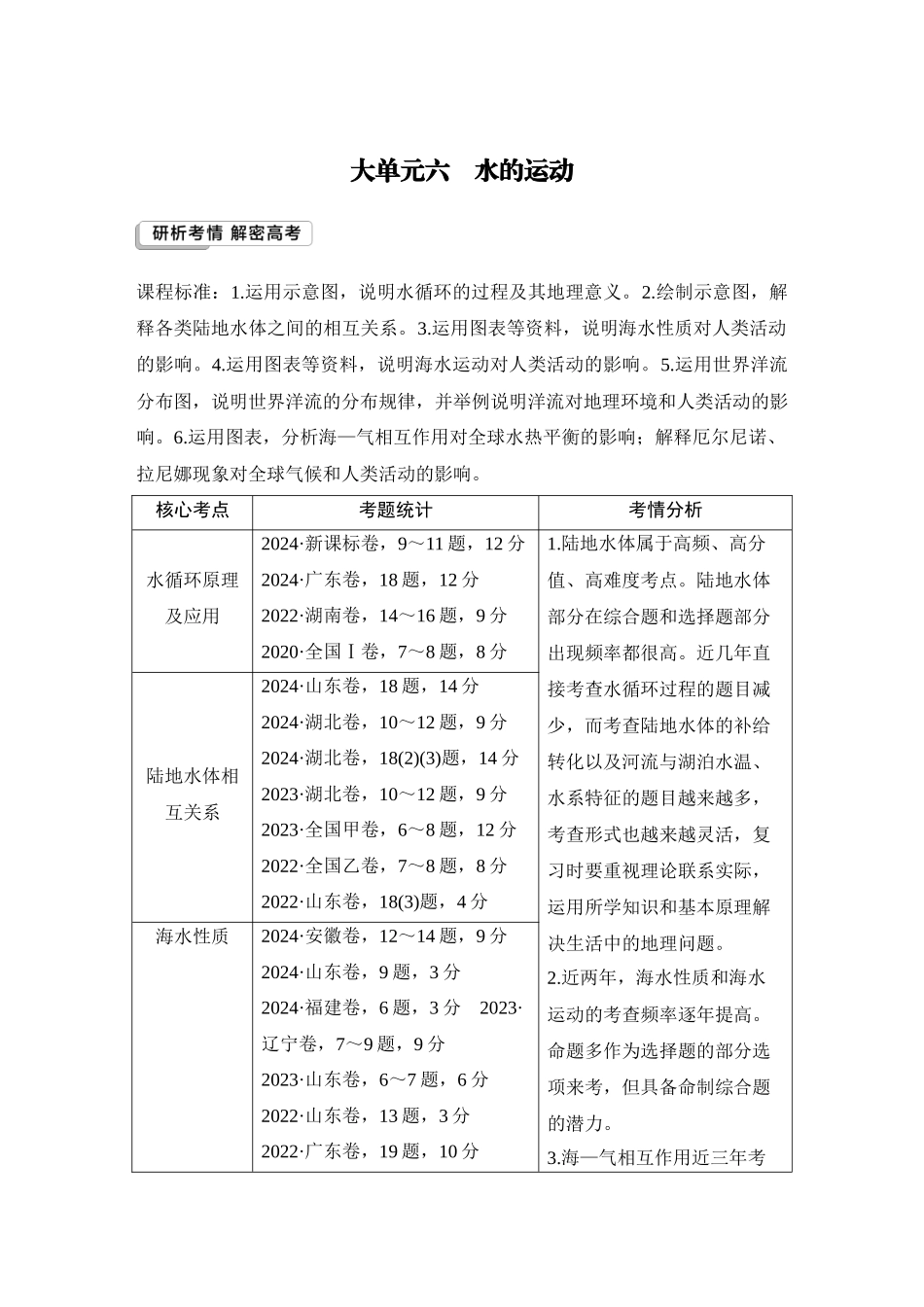 2026版创新设计高考总复习地理中图版学生用-第33课时　水循环的过程及地理意义.docx_第1页