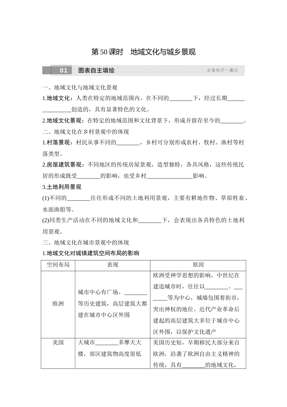 2026版创新设计高考总复习地理中图版学生用-第50课时　地域文化与城乡景观.docx_第1页