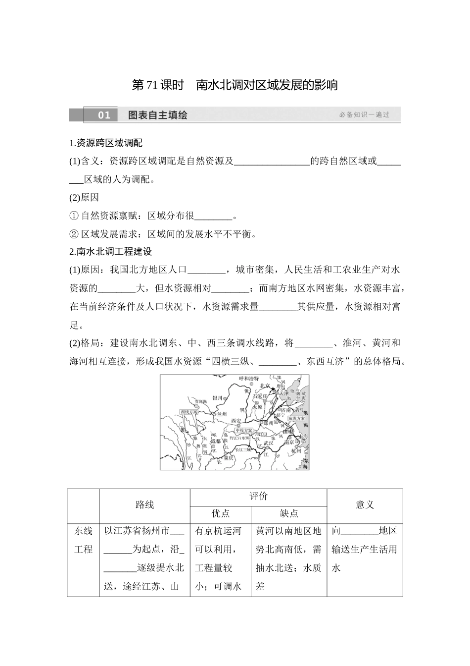 2026版创新设计高考总复习地理中图版学生用-第71课时　南水北调对区域发展的影响.docx_第1页