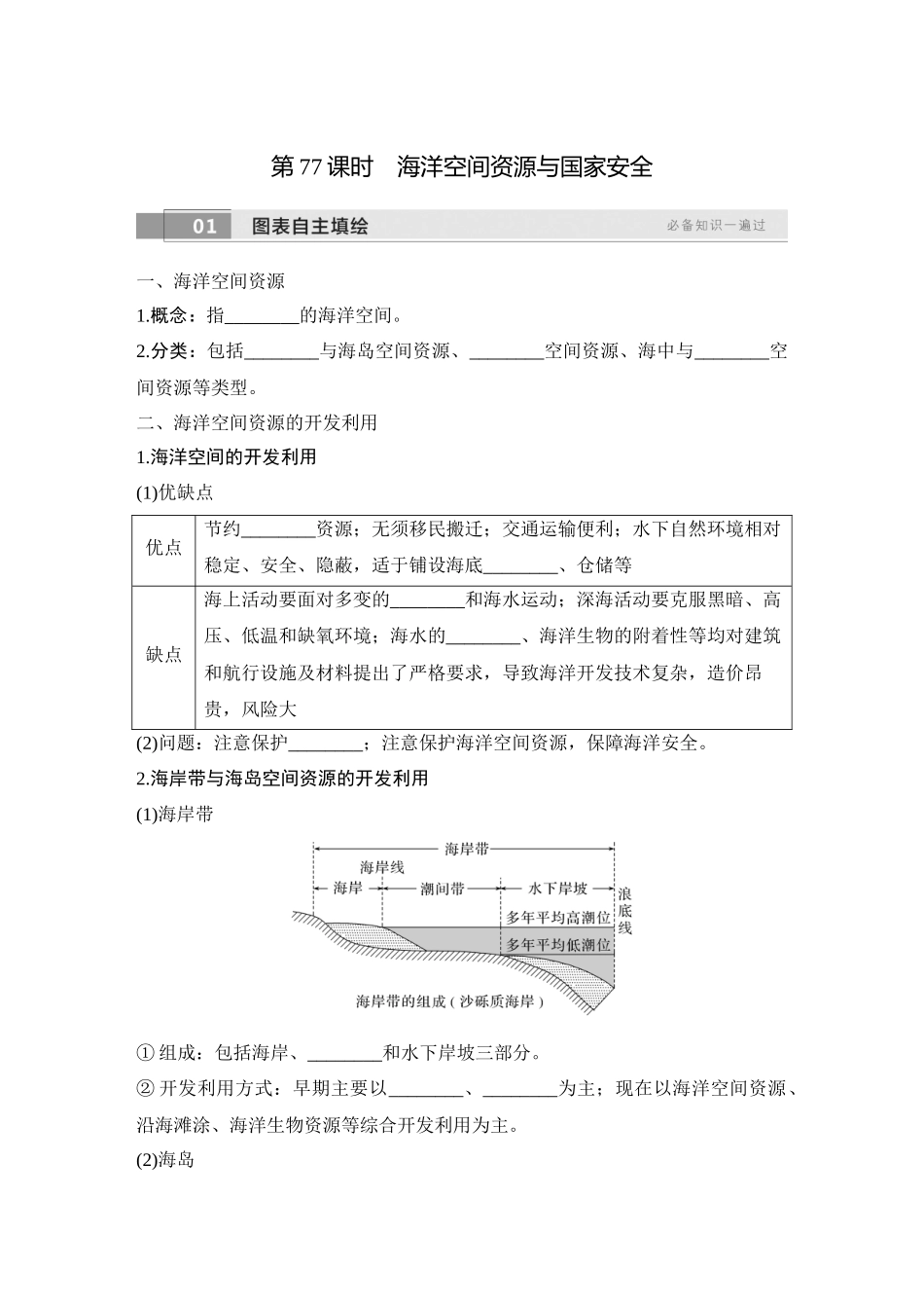 2026版创新设计高考总复习地理中图版学生用-第77课时　海洋空间资源与国家安全.docx_第1页