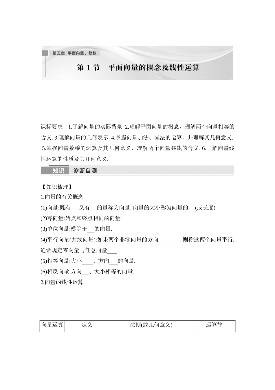 2026版创新设计高考总复习数学（人教B版）-第1节　平面向量的概念及线性运算.docx_第1页