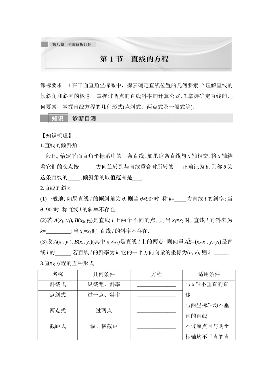 2026版创新设计高考总复习数学（人教B版）-第1节　直线的方程.docx_第1页