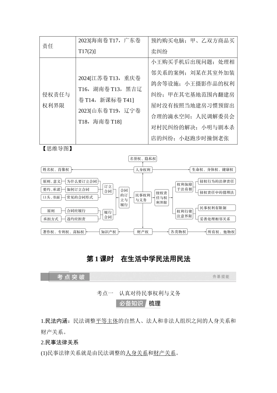 2026版创新设计高考总复习思想政治部编版教师用-第1课时　在生活中学民法用民法.docx_第2页