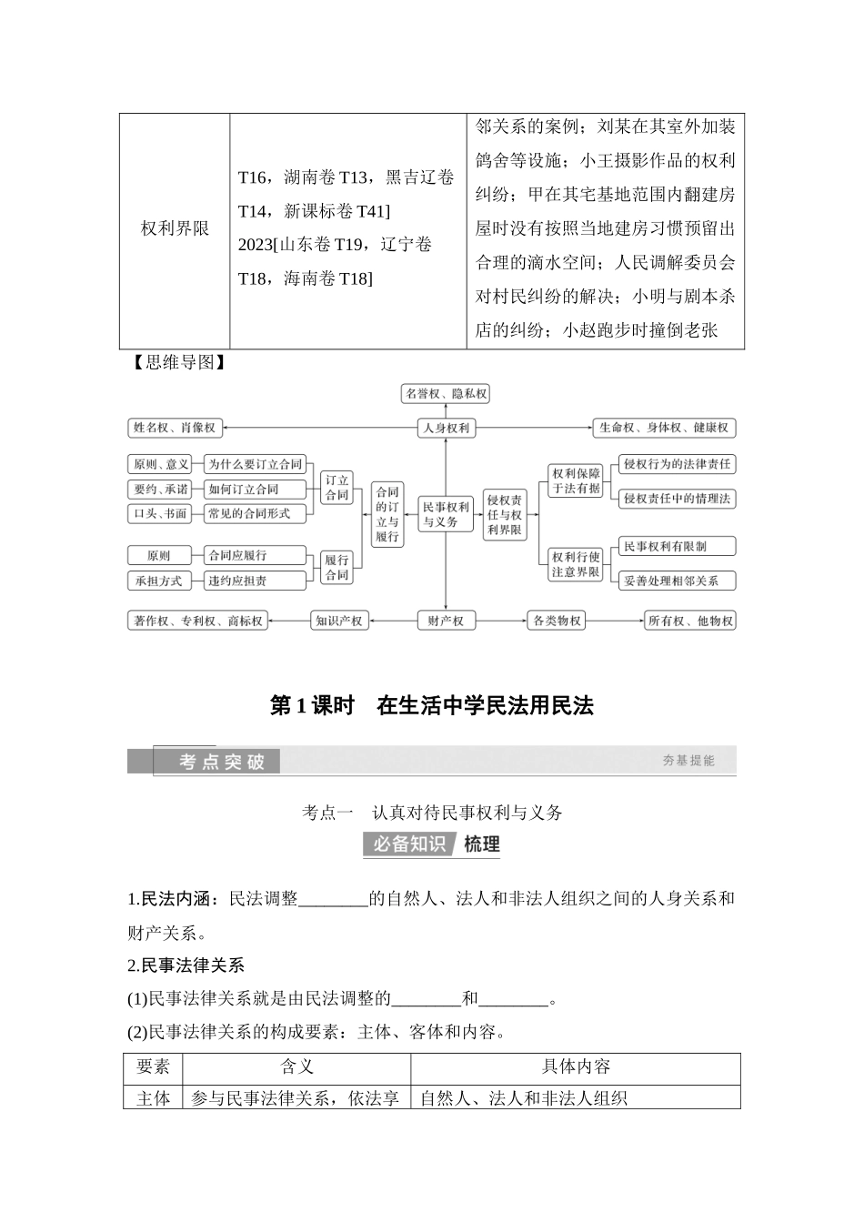 2026版创新设计高考总复习思想政治部编版学生用-第1课时　在生活中学民法用民法.docx_第2页