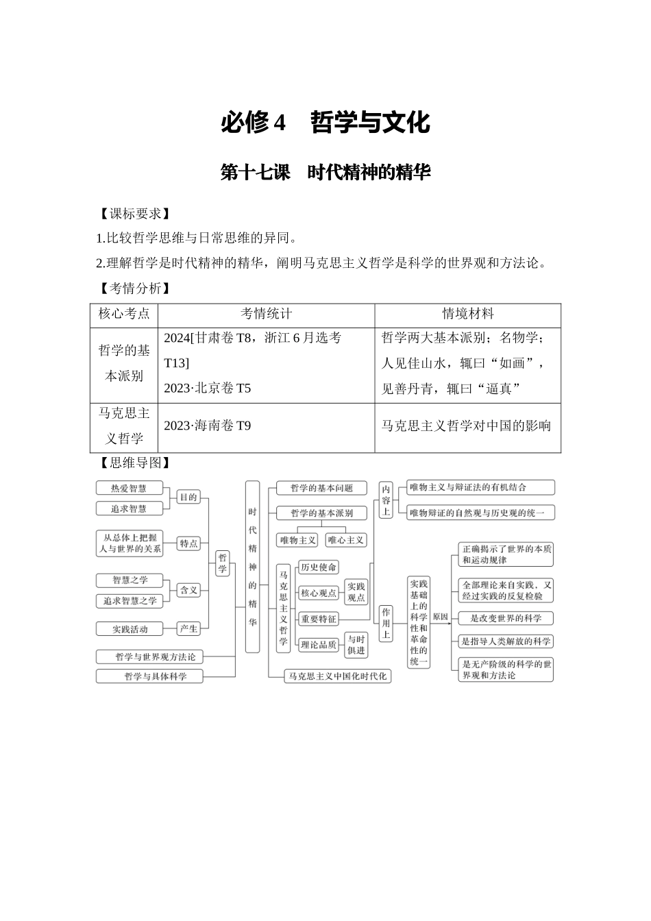 2026版创新设计高考总复习思想政治部编版学生用-第十七课　时代精神的精华.docx_第1页