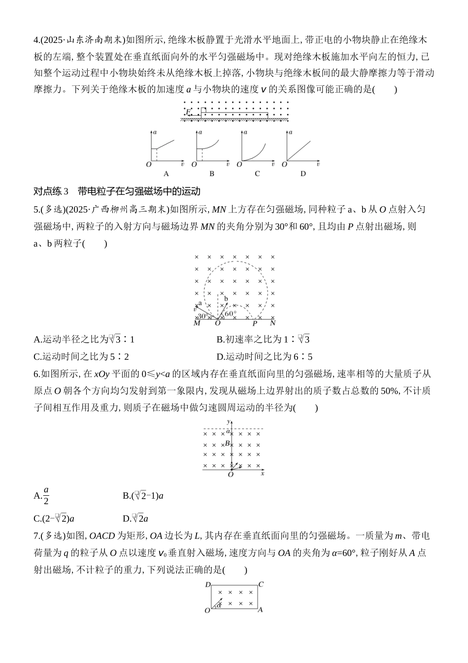 2026版创新设计高考总复习物理(人教基础版)课时跟踪练-第2讲　磁场对运动电荷的作用.docx_第2页