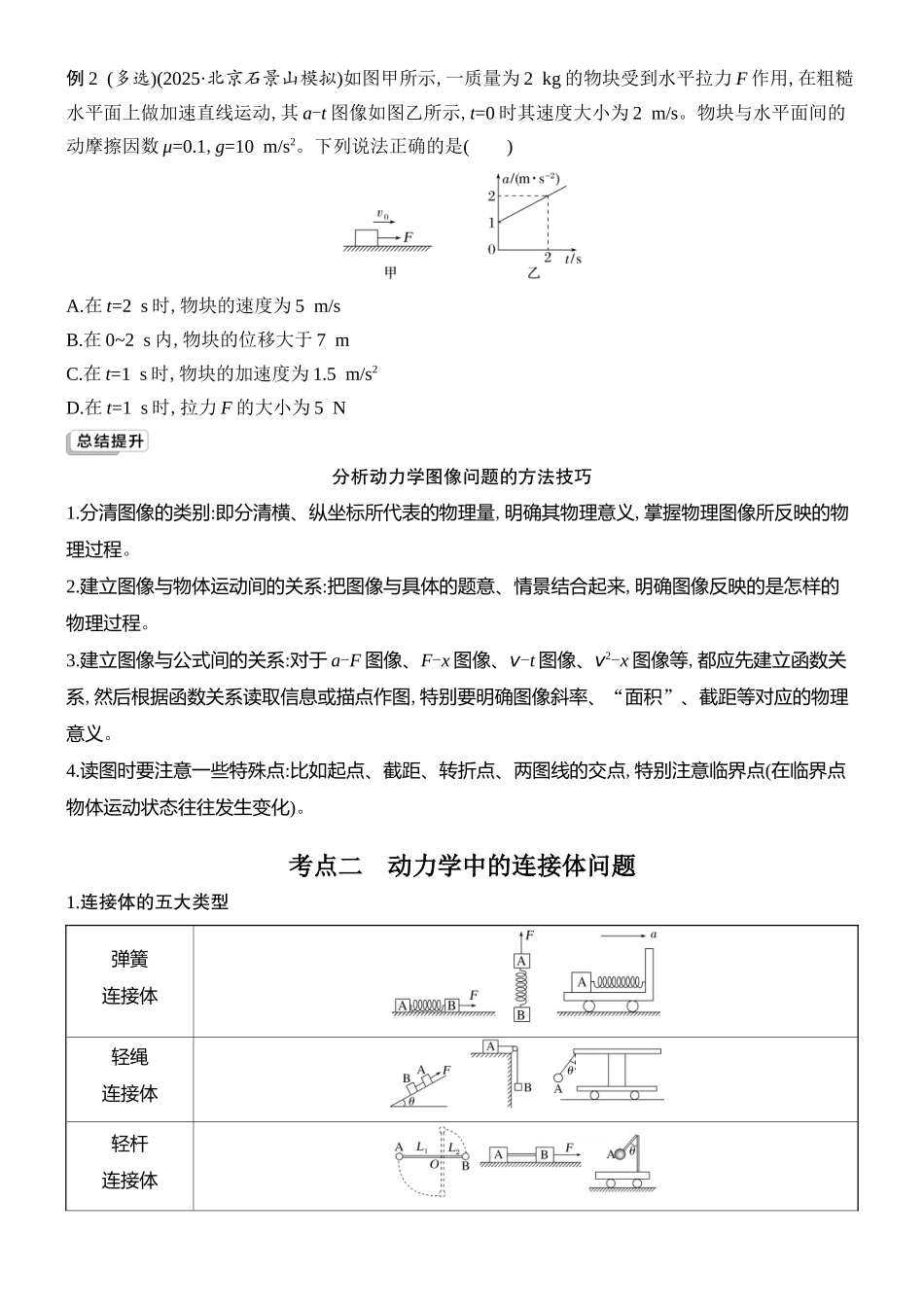 2026版创新设计高考总复习物理(人教基础版)学生用-专题强化四    牛顿运动定律的综合应用——动力学图像、连接体及临界极值问题.docx_第2页