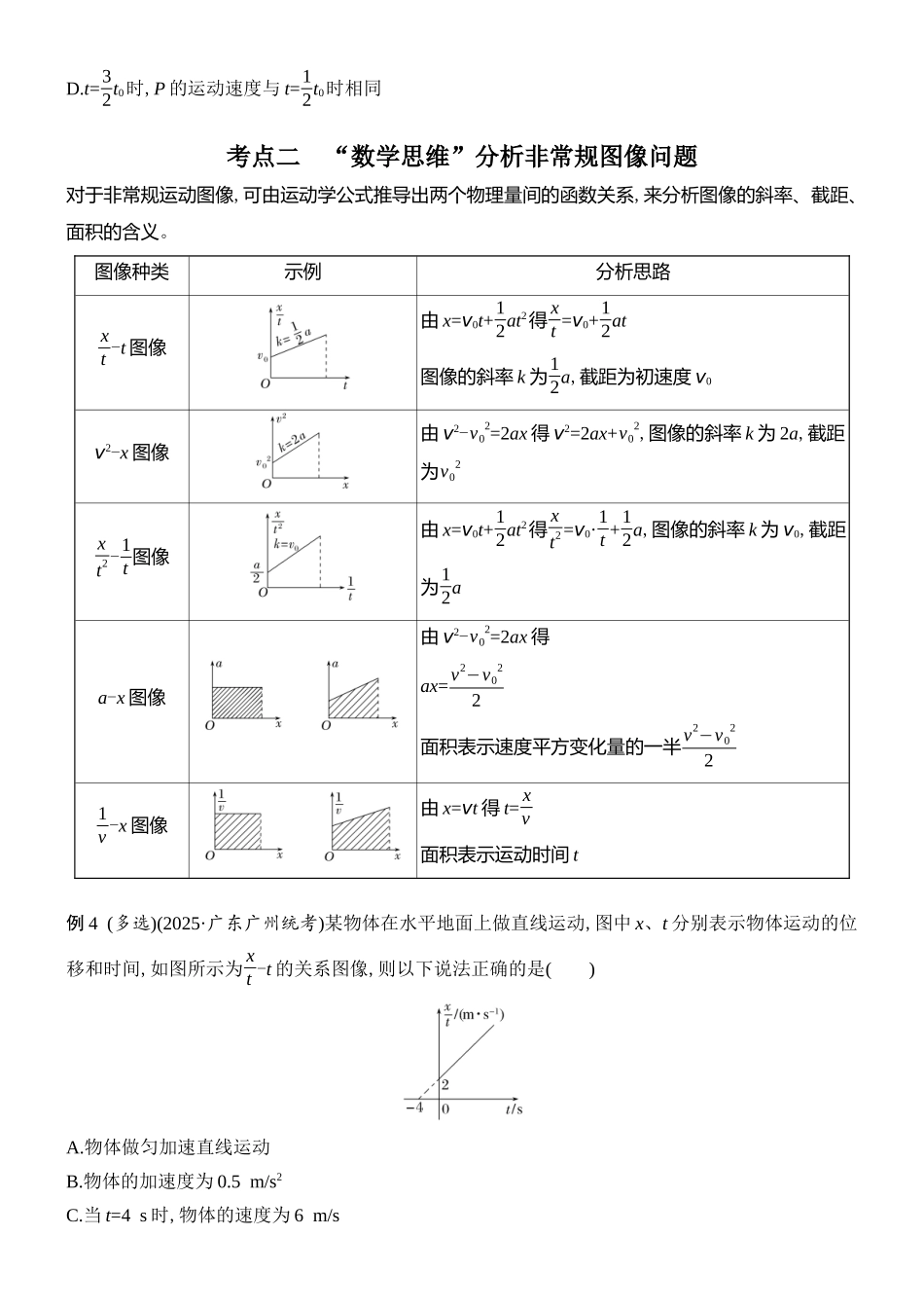 2026版创新设计高考总复习物理(人教基础版)学生用-专题强化一    运动图像问题.docx_第3页
