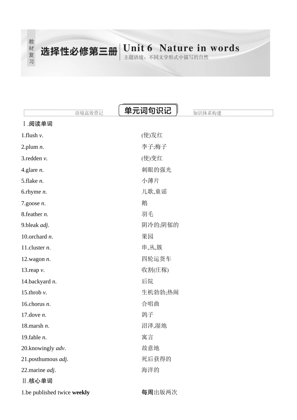 2026版创新设计高考总复习英语(外研版)教材复习-Unit 6　Nature in words.docx_第1页