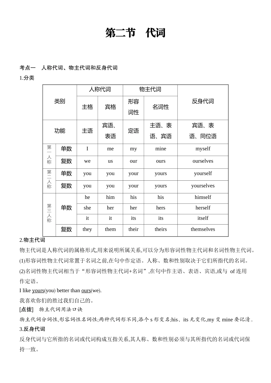 2026版创新设计高考总复习英语(外研版)教师用-第二节　代词.docx_第1页