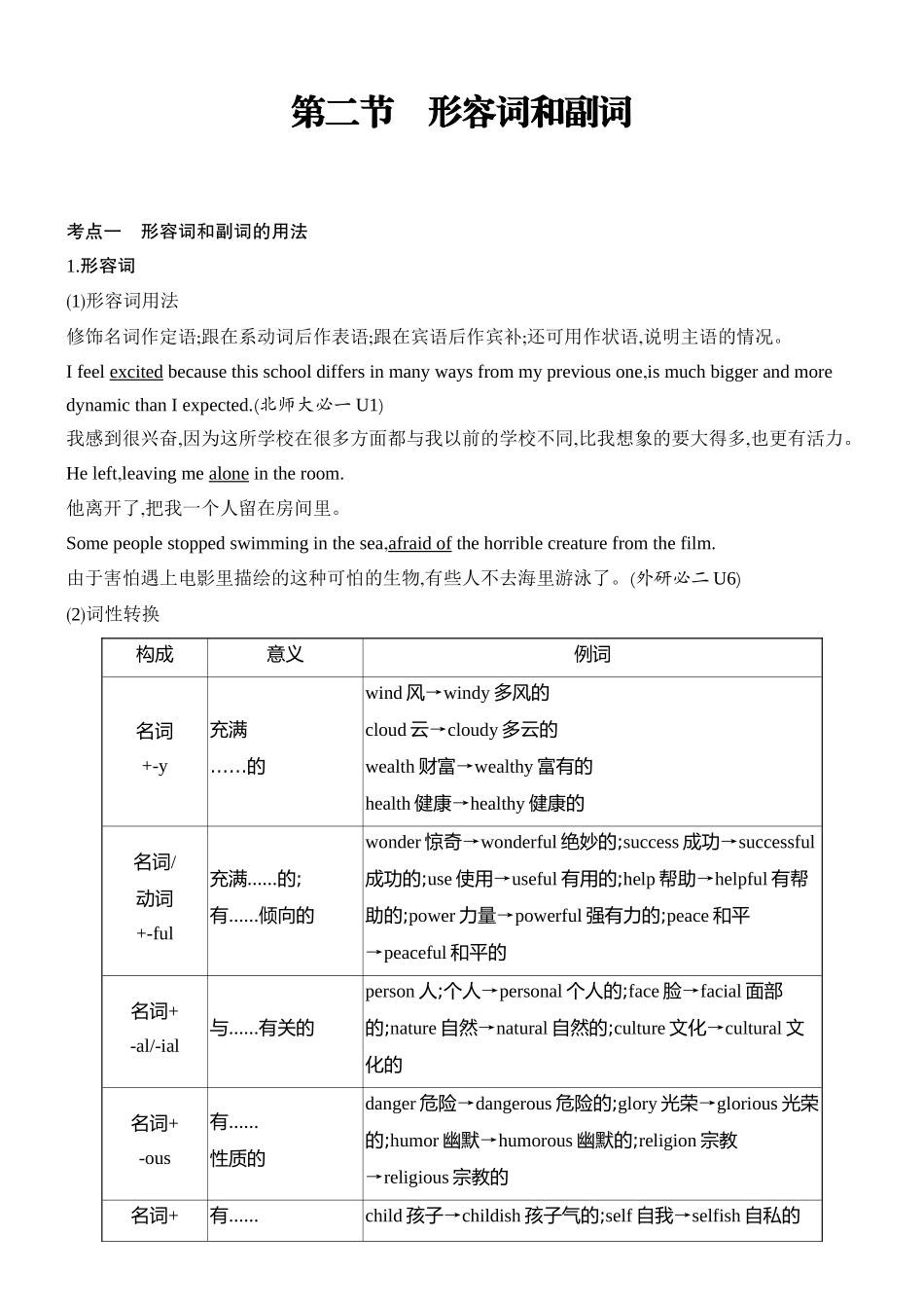 2026版创新设计高考总复习英语(外研版)教师用-第二节　形容词和副词.docx_第1页