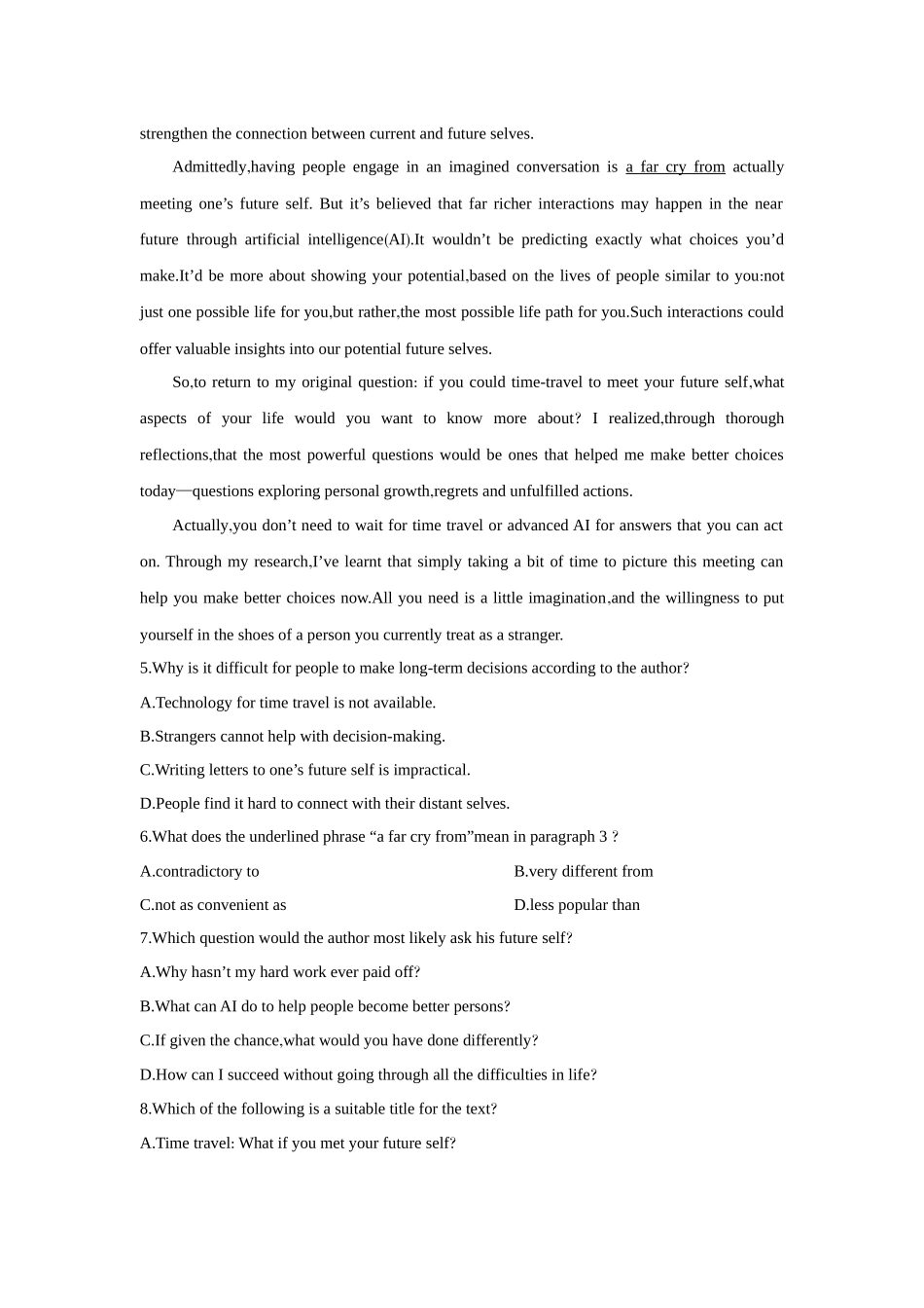 2026版创新设计高考总复习英语(外研版)课时作业-Unit 1Looking forwards.docx_第3页