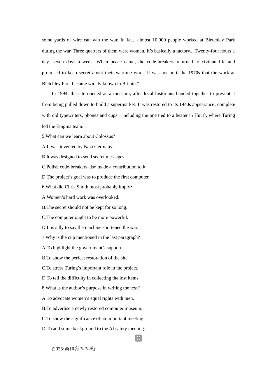 2026版创新设计高考总复习英语(外研版)课时作业-Unit 3War and peace.docx_第3页