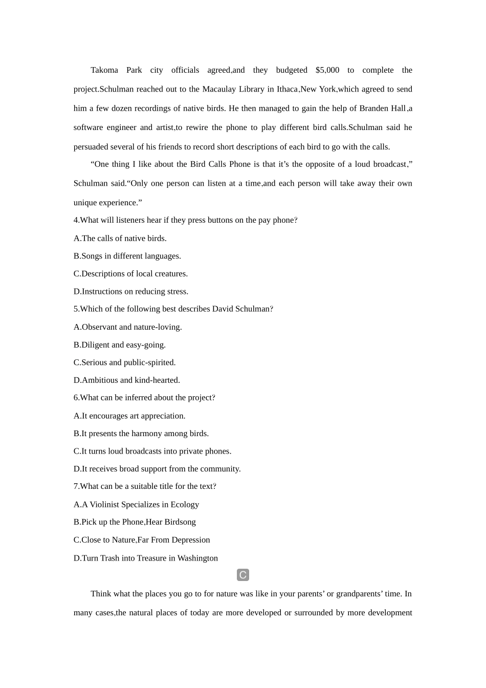 2026版创新设计高考总复习英语(外研版)课时作业-Unit 6At one with nature.docx_第3页
