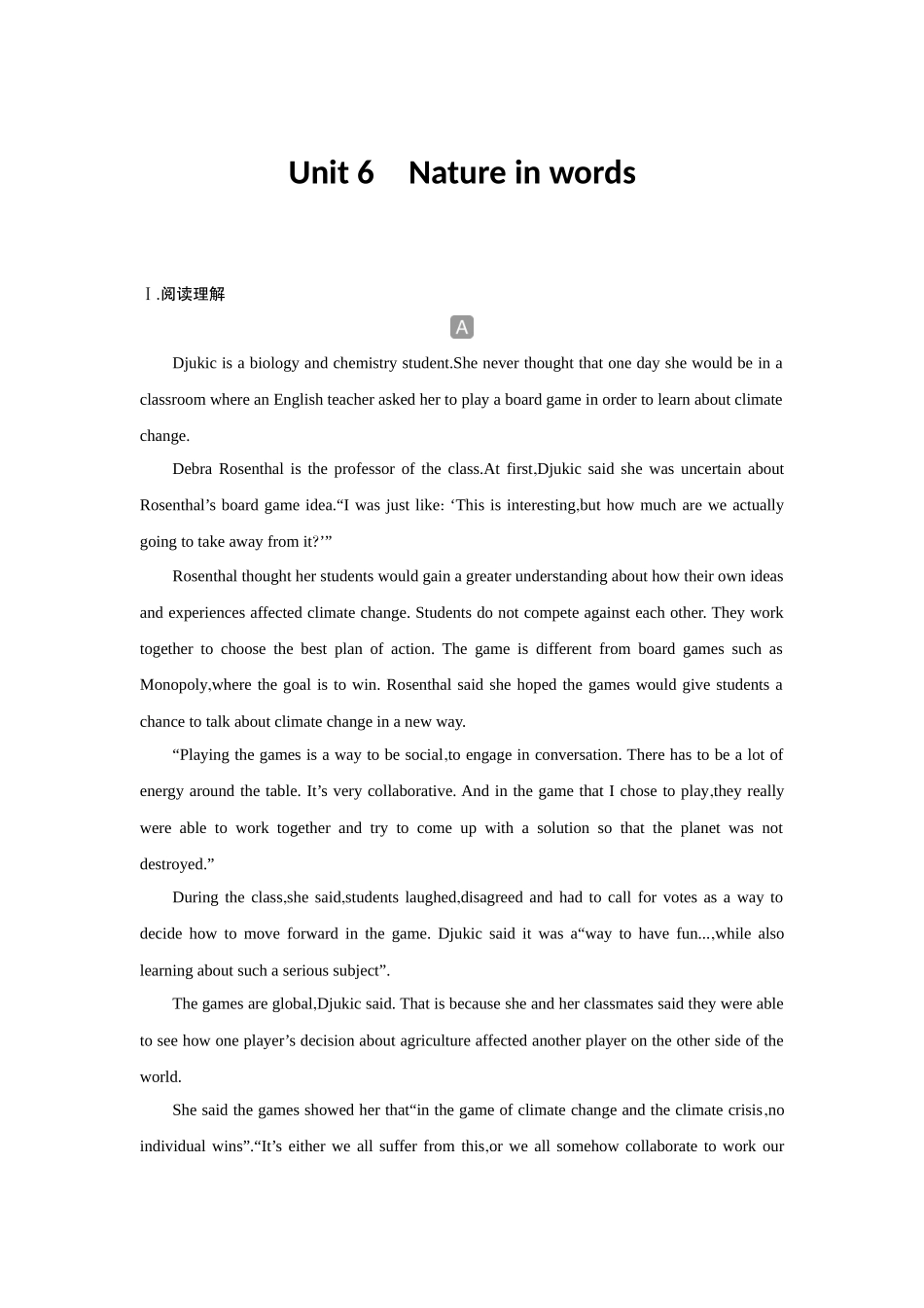 2026版创新设计高考总复习英语(外研版)课时作业-Unit 6Nature in words.docx_第1页