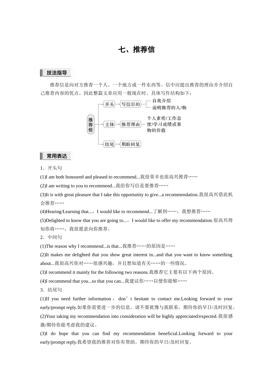 2026版创新设计高考总复习英语(外研版)-七、推荐信.docx_第1页