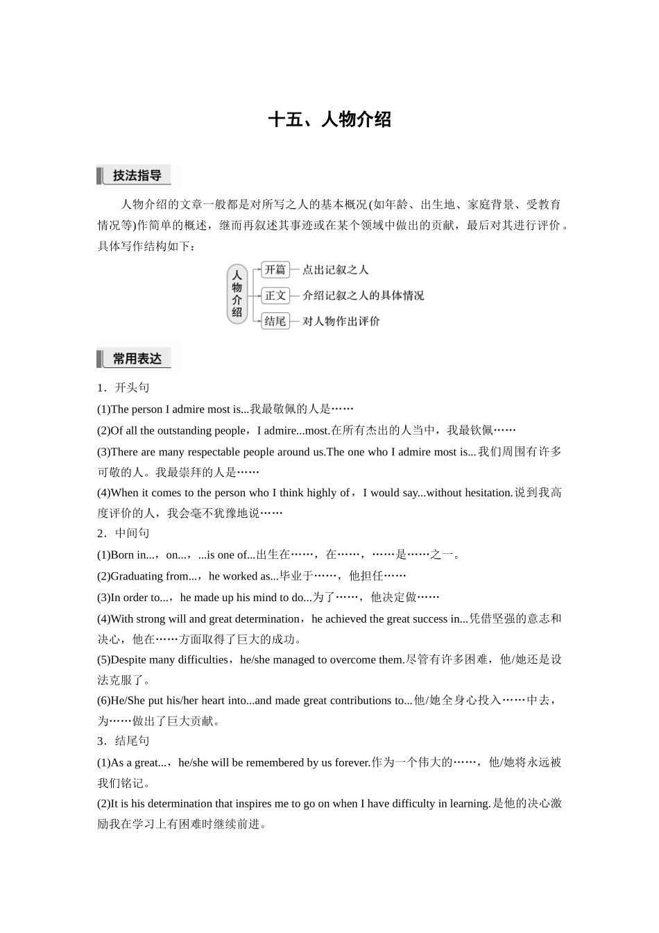 2026版创新设计高考总复习英语(外研版)-十五、人物介绍.docx_第1页