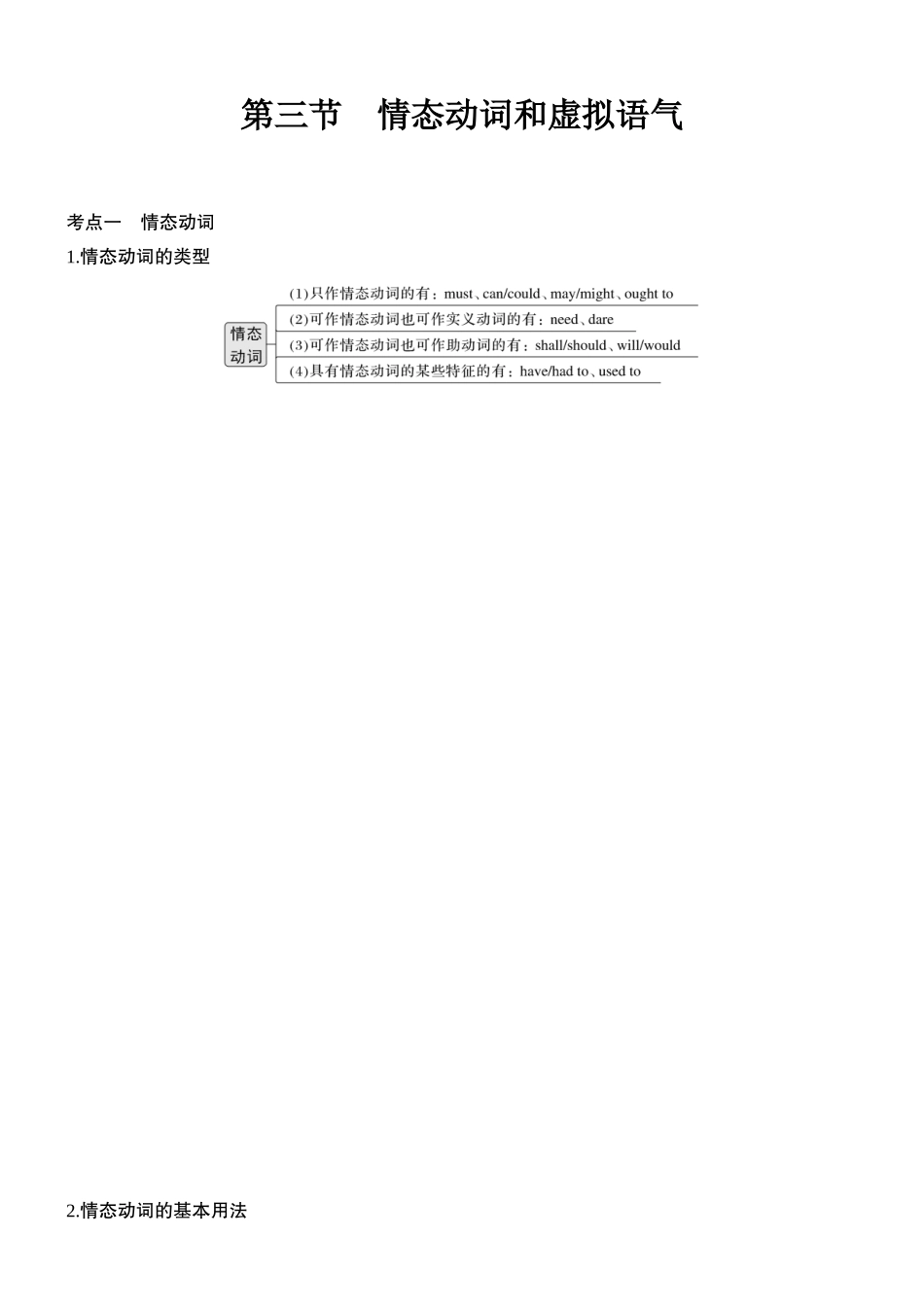 2026版创新设计高考总复习英语(外研版)语法专题-第三节　情态动词和虚拟语气.docx_第1页