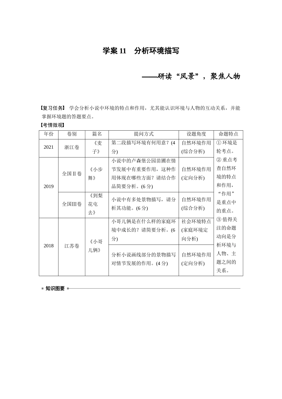2026版创新设计高考总复习语文部编版大一轮复习讲义-板块二　学案11　分析环境描写——研读“风景”，聚焦人物.docx_第1页