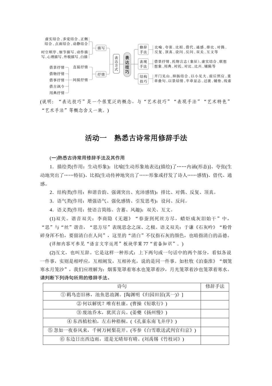 2026版创新设计高考总复习语文部编版大一轮复习讲义-板块六　学案63　赏析表达技巧(一)——精准判断，精析效果.docx_第2页