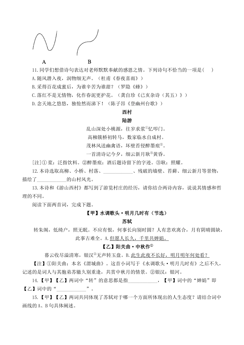 （4）古诗词阅读专项训练 2025年中考语文二轮复习（含解析）(1).docx_第3页