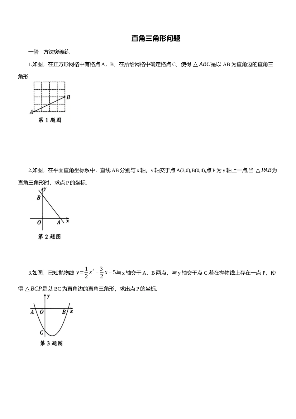 2025年中考数学专题复习：直角三角形问题（含解析）(1).docx_第1页