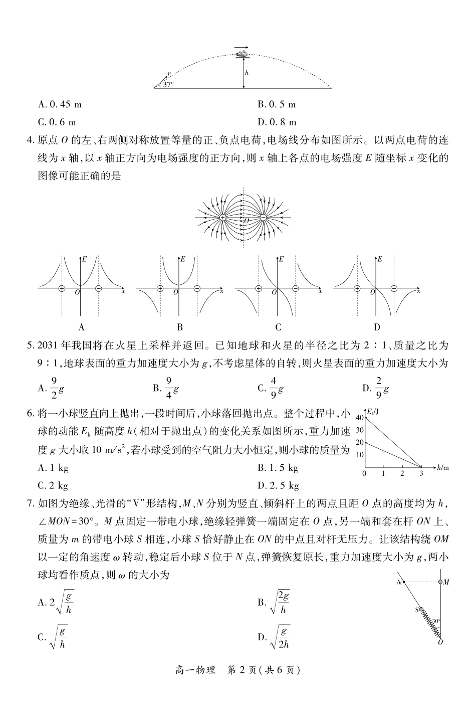 【物理】江西省上进联考2024-2025学年高一下学期期末考试.pdf_第2页