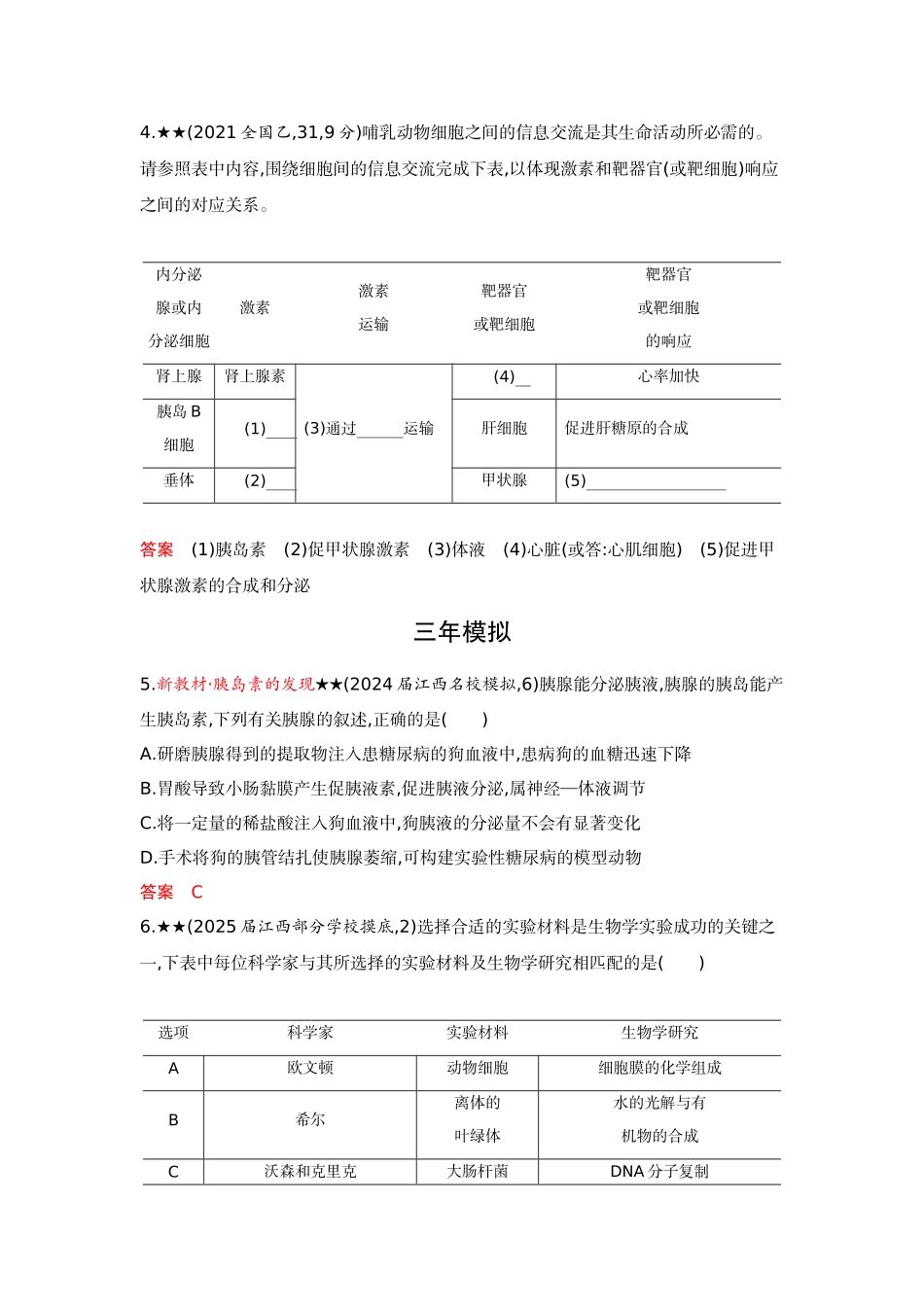 2026版53高考总复习A版生物精练册 第15章  体液调节.docx_第2页