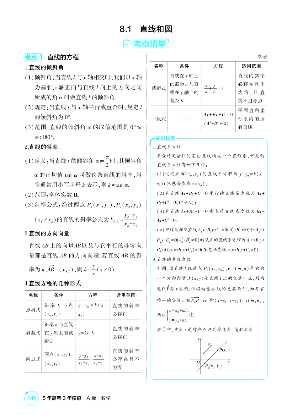 2026版53高考总复习A版数学8 1  直线和圆.pdf_第2页