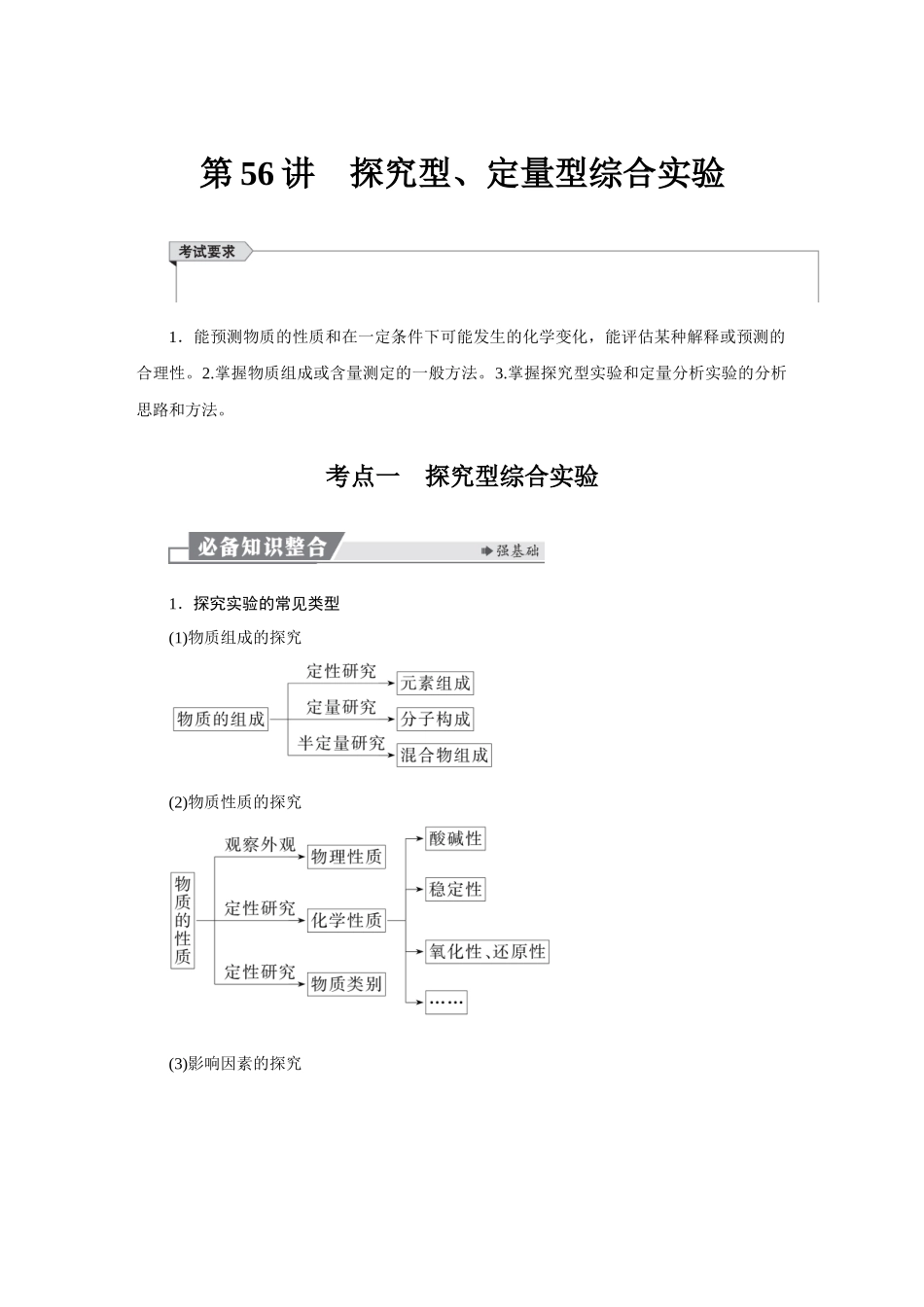 2026版红对勾一轮复习讲与练高考化学第十一章　第56讲　探究型、定量型综合实验.docx_第1页