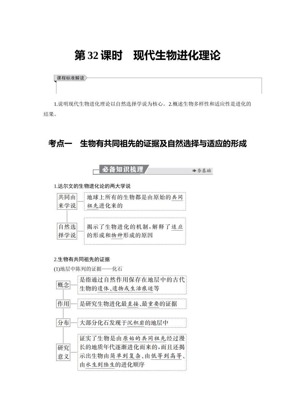2026版红对勾一轮复习讲与练高考生物模块二　第七单元　第32课时　现代生物进化理论.docx_第1页