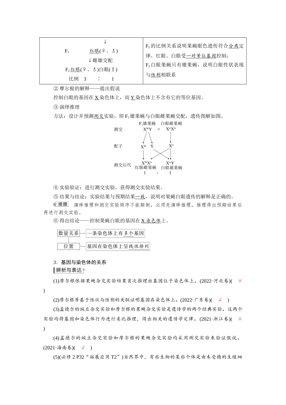 2026版红对勾一轮复习讲与练高考生物模块二　第五单元　第24课时　基因在染色体上和伴性遗传.docx_第2页