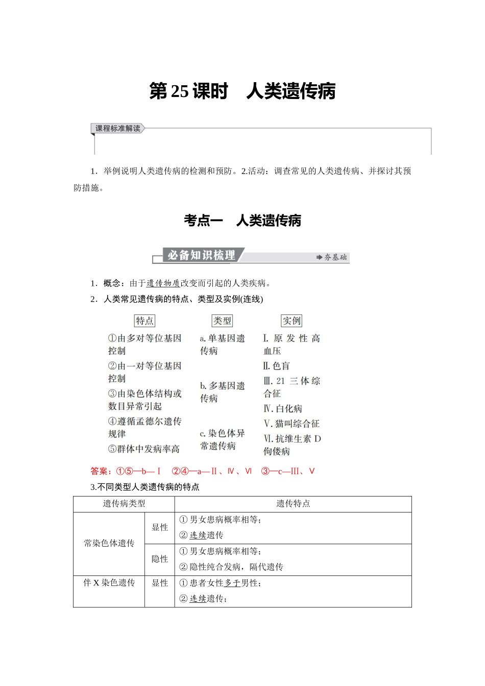 2026版红对勾一轮复习讲与练高考生物模块二　第五单元　第25课时　人类遗传病.docx_第1页