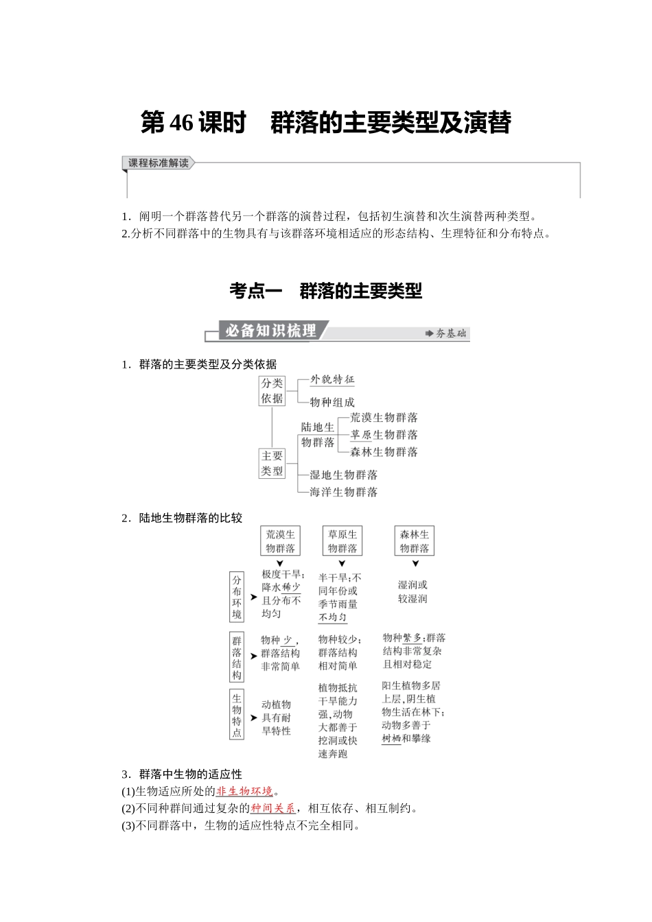 2026版红对勾一轮复习讲与练高考生物模块四　第九单元　第46课时　群落的主要类型及演替.docx_第1页