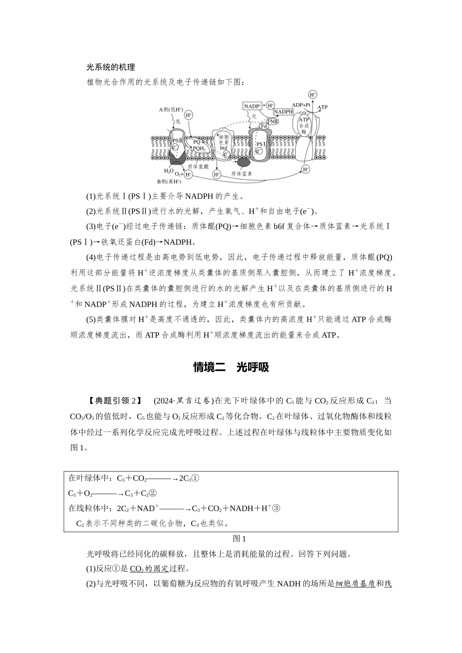 2026版红对勾一轮复习讲与练高考生物模块一　第三单元　命题情境2　光系统、光呼吸、C4途径、CAM途径、人工合成淀粉等.docx_第3页