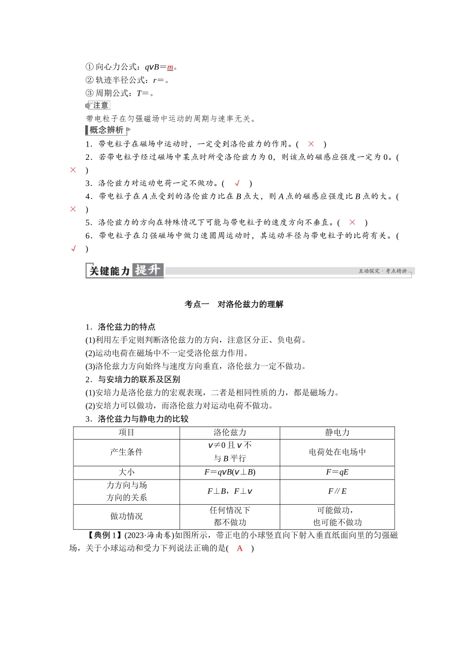 2026版红对勾一轮复习讲与练高考物理第十一章　第2讲　磁场对运动电荷的作用.docx_第2页