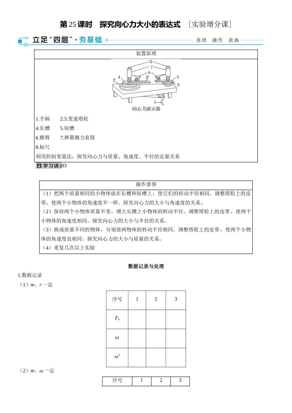 2026版三维设计一轮高中总复习物理通用版-第25课时　探究向心力大小的表达式　[实验增分课].docx_第1页