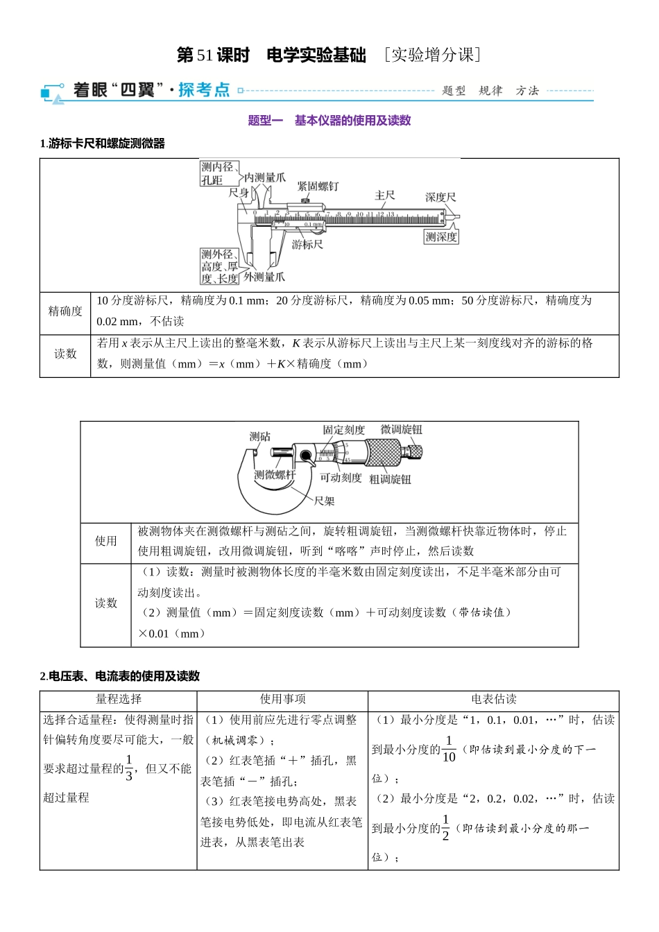 2026版三维设计一轮高中总复习物理通用版-第51课时　电学实验基础　[实验增分课].docx_第1页