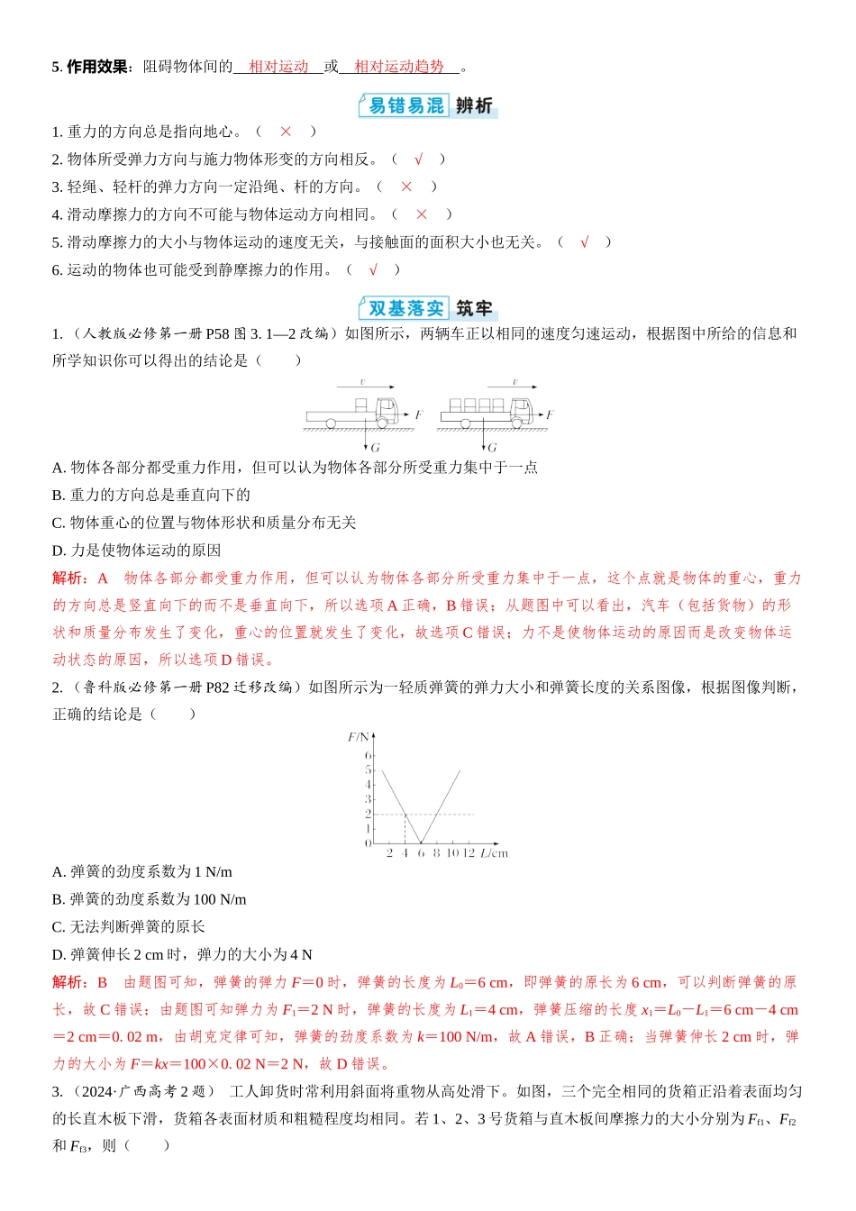 2026版三维设计一轮高中总复习物理通用版教师用-第1讲　重力　弹力　摩擦力.docx_第2页