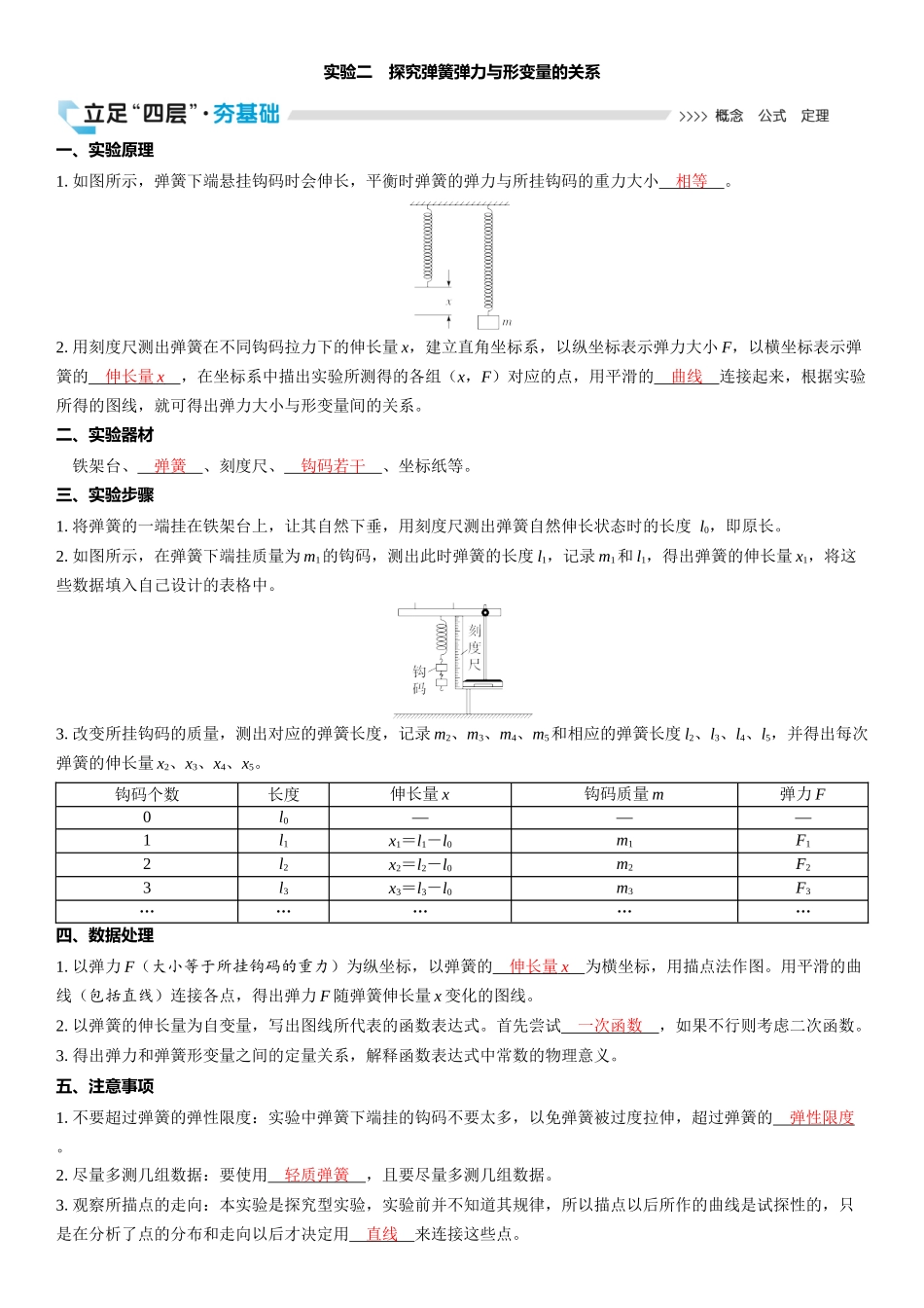 2026版三维设计一轮高中总复习物理通用版教师用-实验二　探究弹簧弹力与形变量的关系.docx_第1页